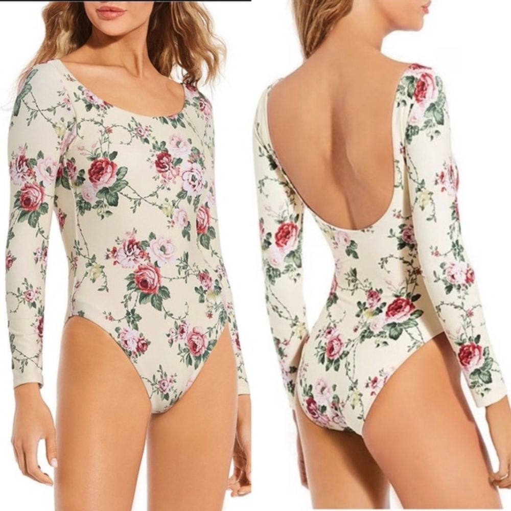 Antonio Melani x The Style Bungalow Miraflores Floral Print Long Sleeve Swimsuit